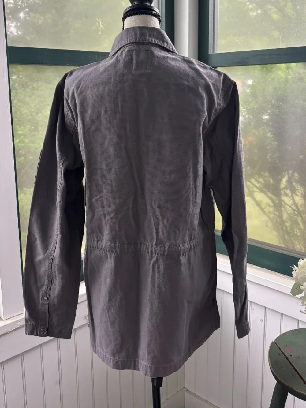 Lakegirl Grey Deck Jacket with Embroidered Patches Medium NWT